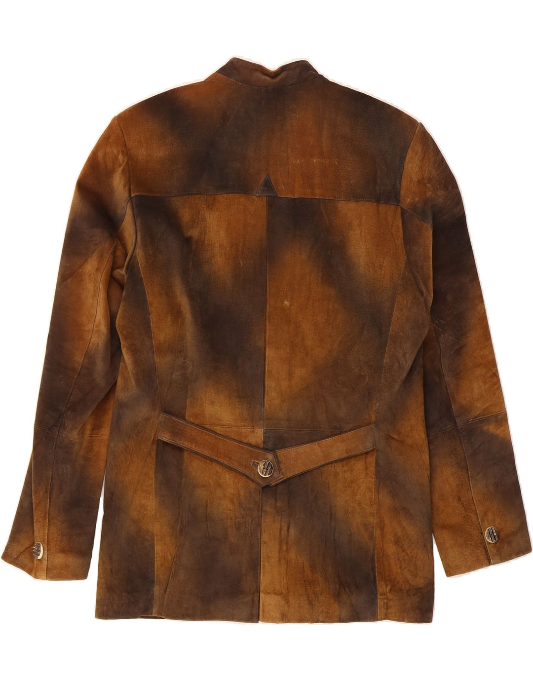 VINTAGE Herre 3-knaps blazerjakke IT 48 Medium Brun Tie Dye Læder