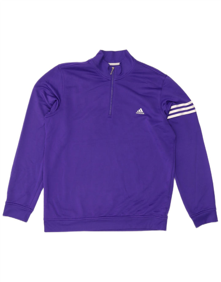 ADIDAS Herre Climalite Sweatshirt med lynlås, stor lilla polyester