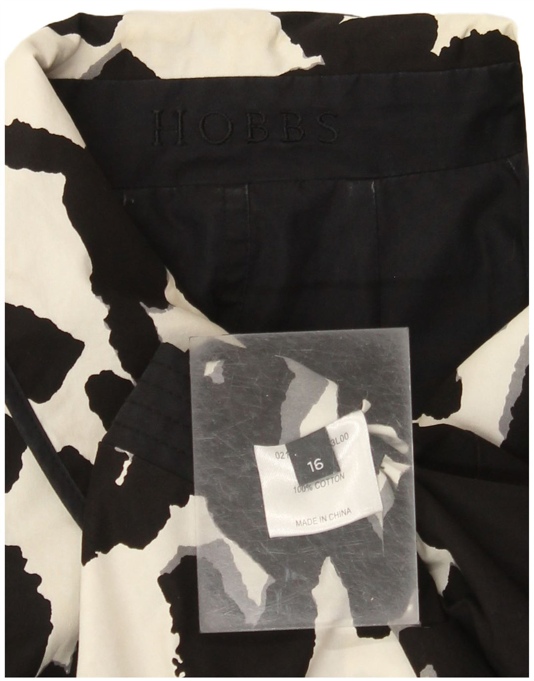 HOBBS Dame Abstrakt Mønster Vendbar Overfrakke UK 16 Large Black