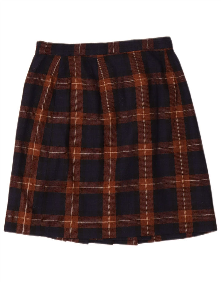 DK.PEDRINI Dame Mini Wrap Skirt IT 40 Small W24 Navy Blue Plaid