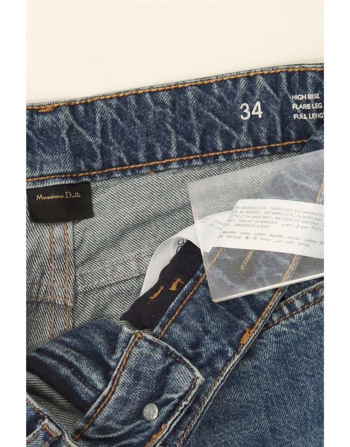 Massimo Dutti Dame Højtaljede Flared Jeans W34 L35 Blå Bomuld