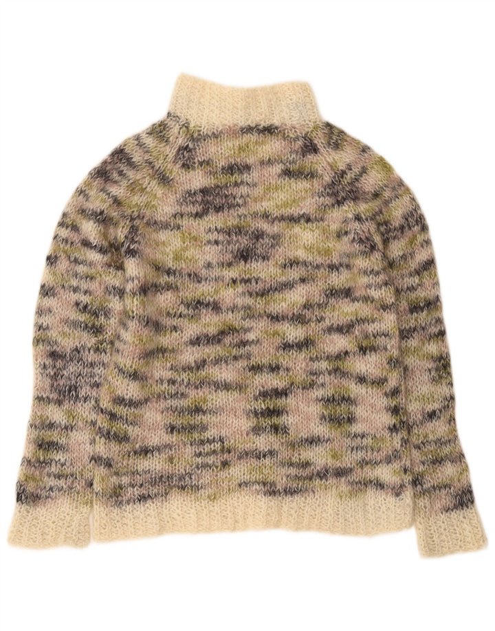 Vintage Dame Turtle Neck Jumper Sweater UK 12 Medium Beige Flecked