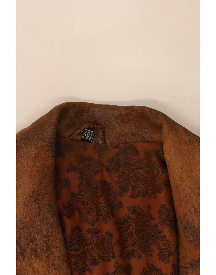 Vintage Dame Dobbeltradet Oversized Læderjakke EU 46 XL Brun