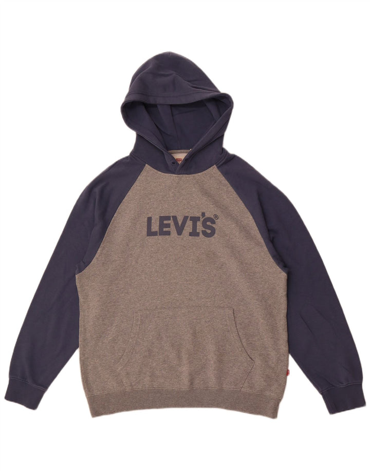 Levi's Herre Grafisk Relaxed Fit Hoodie Jumper Medium Grey Colourblock