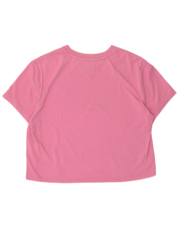Tommy Hilfiger Dame Crop T-Shirt Top UK 14 Medium Pink Bomuld