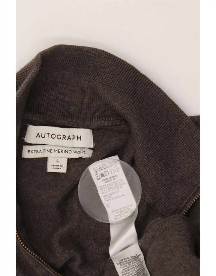 Marks & Spencer Herre Autograph Zip Neck Jumper Sweater Stor Brun