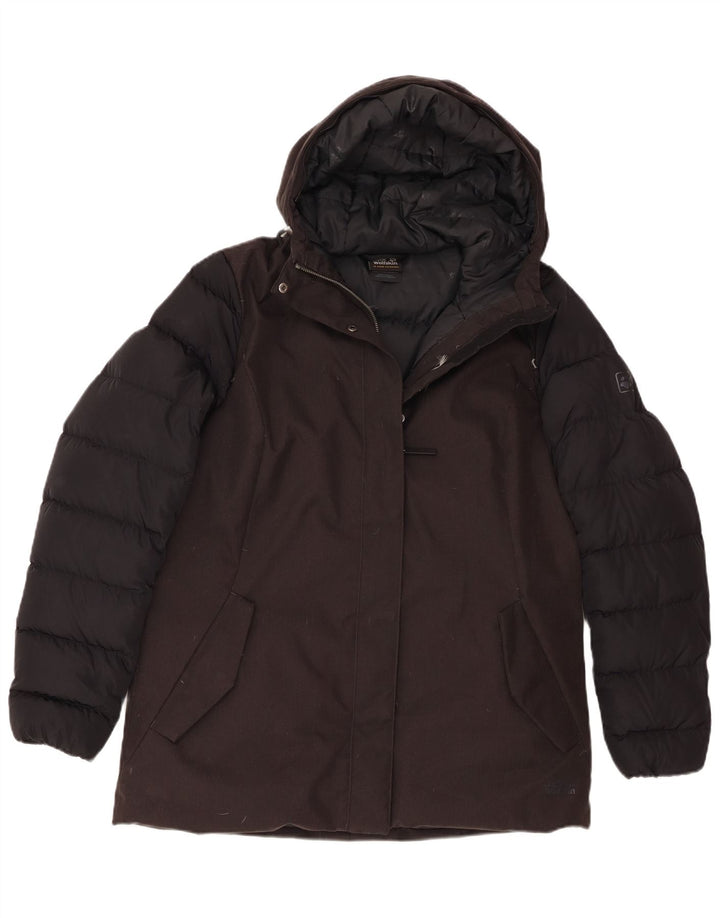 Jack Wolfskin Polstret hættejakke til kvinder UK 12 Medium Black Colourblock