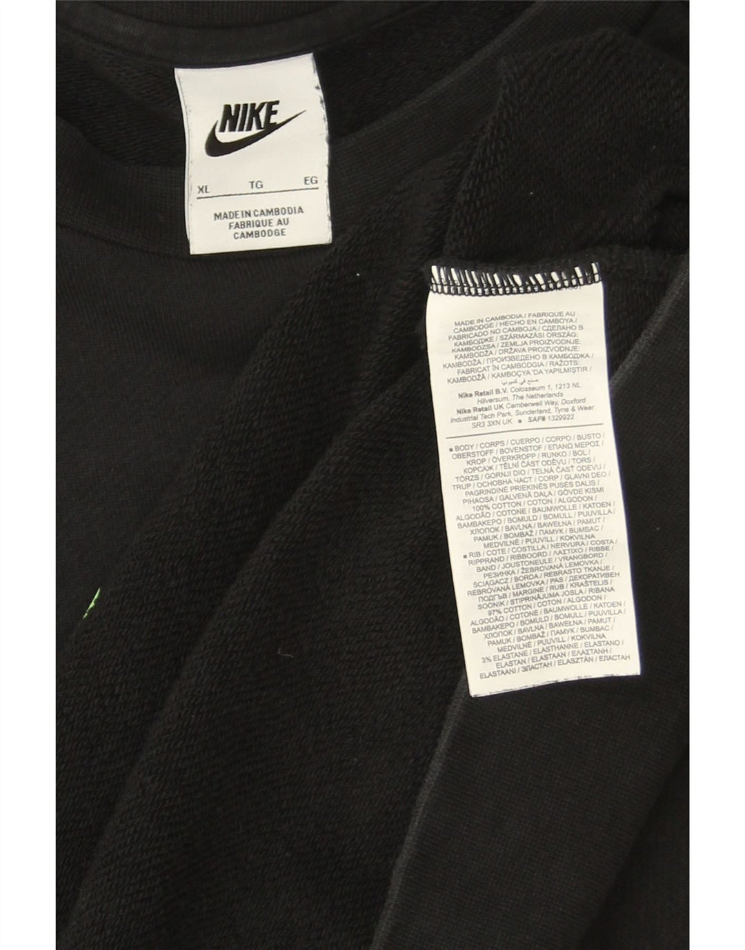 Nike grafisk sweatshirt til mænd XL Sort Colourblock Bomuld
