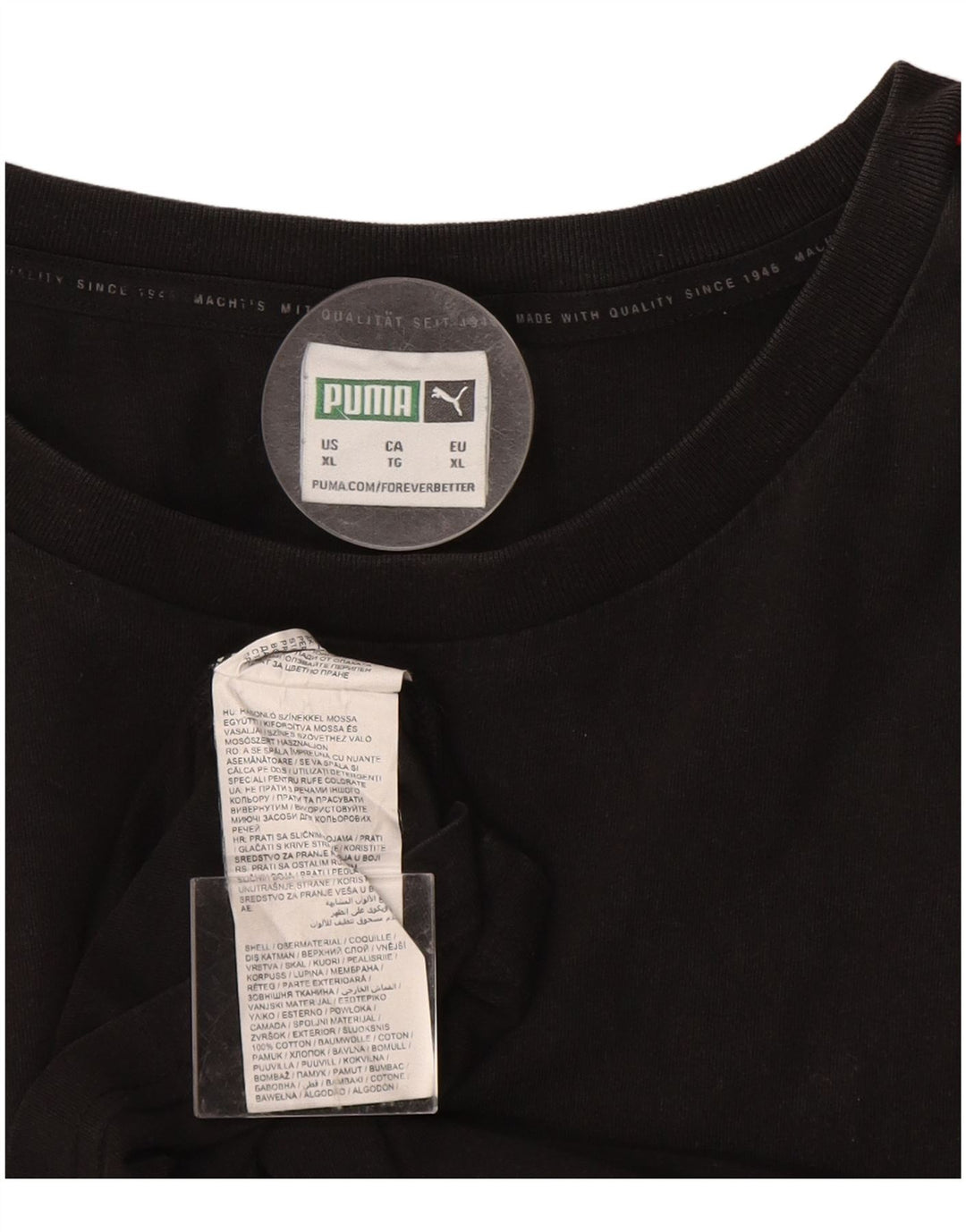 PUMA Herre T-Shirt Top XL Sort Bomuld