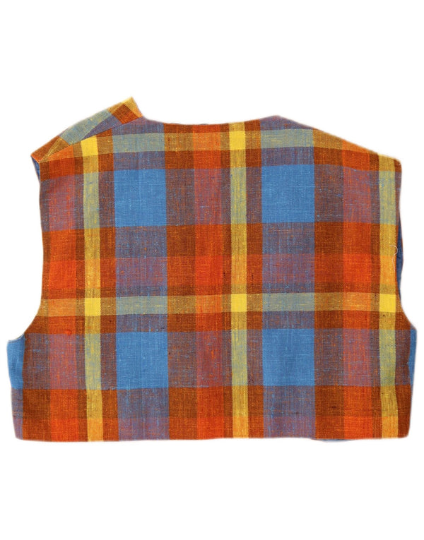 Vintage dame vest i overstørrelse UK 14 Medium flerfarvet plaid