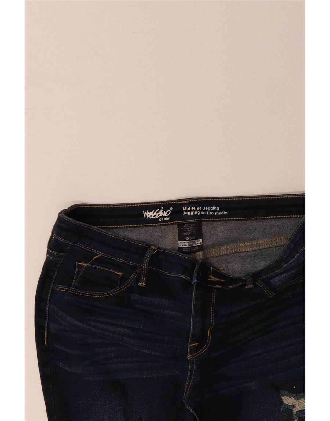 MOSSIMO Dame Distressed Mid Rise Skinny Jeans US 10 Medium W30 L27 Blue