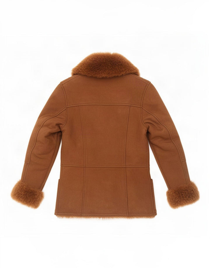 Vintage Dame Shearling Jacket UK 8 Small Brown