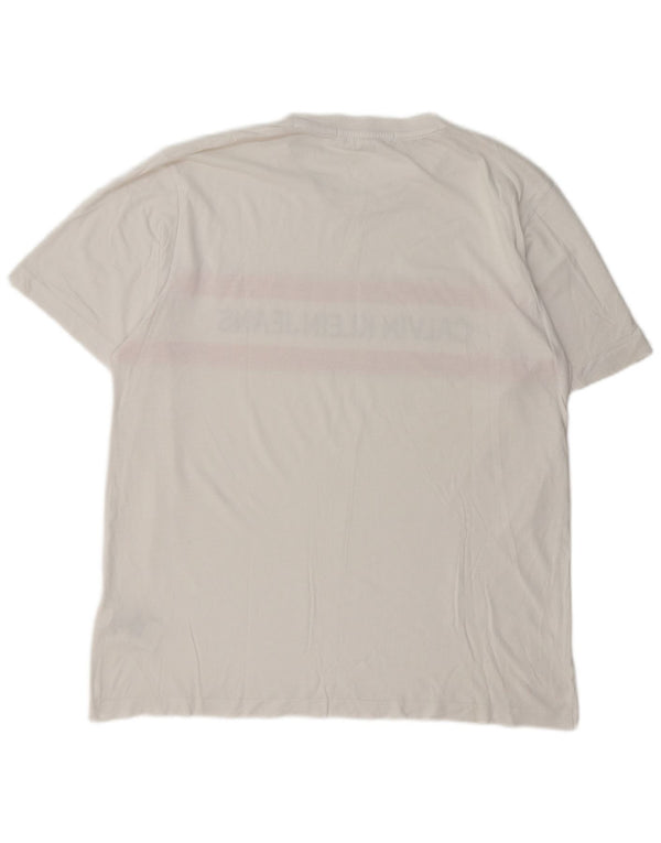 Calvin Klein Jeans Herre Grafisk T-Shirt Top XL Hvid Bomuld