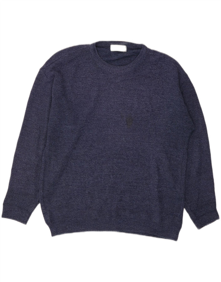 Marks & Spencer Herre sweater med rund hals, lille marineblå akryl