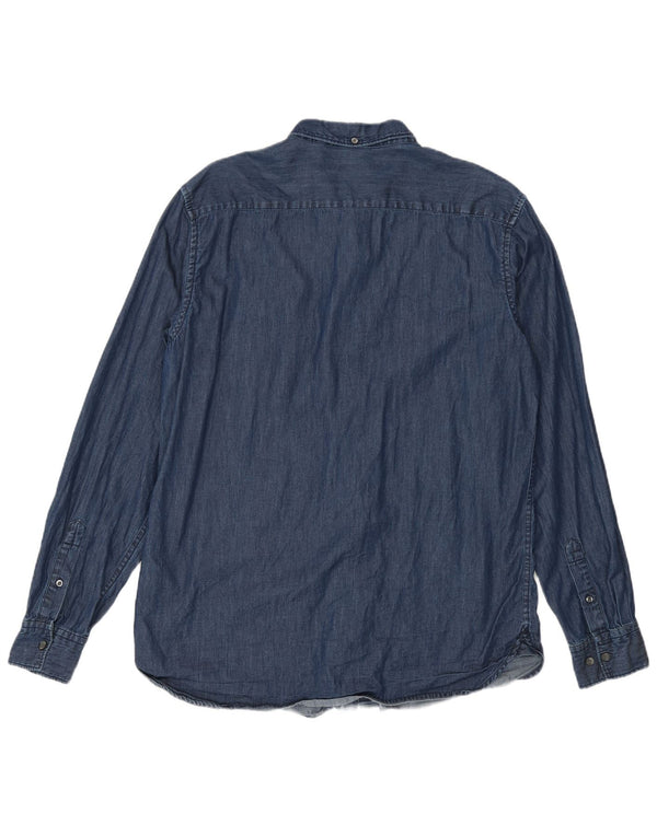 French Connection Mens Denim Shirt Large Navy Blue Cotton