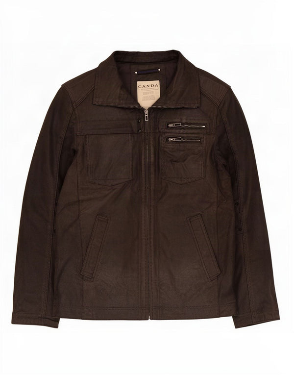 Canda Mens By C&A Læderjakke EU 52 XL Sort