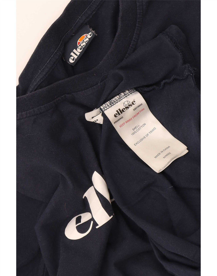 Ellesse Herre Grafisk T-Shirt Top Medium Marineblå Bomuld