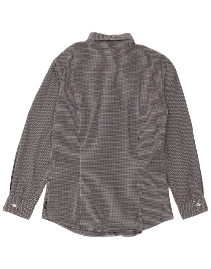 Armani Jeans Herre Slim Shirt Large Navy Blue Gingham