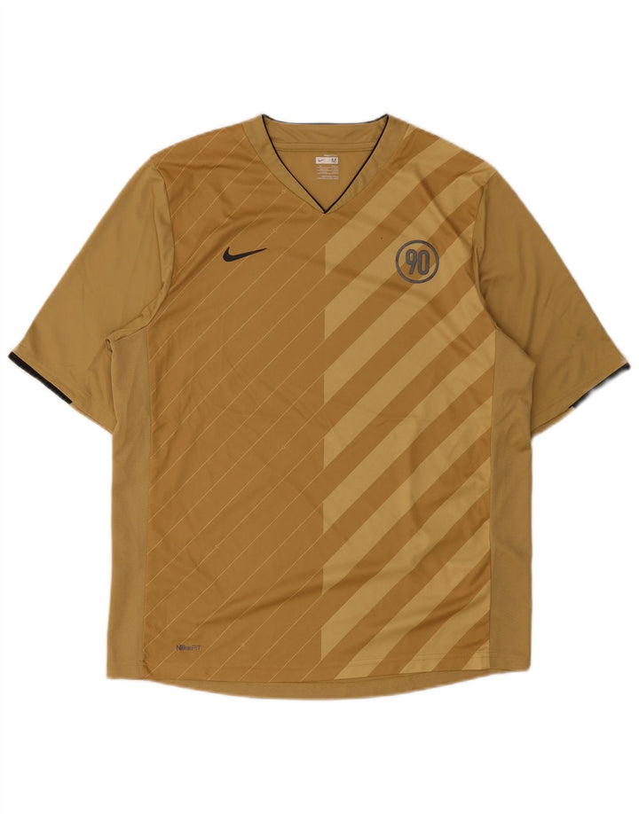 Nike T-shirt top til mænd UK 39/41 Medium brun stribet polyester