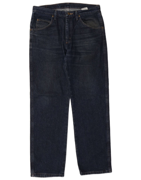 WRANGLER Herre Regular Fit Straight Jeans W33 L30 Marineblå Bomuld