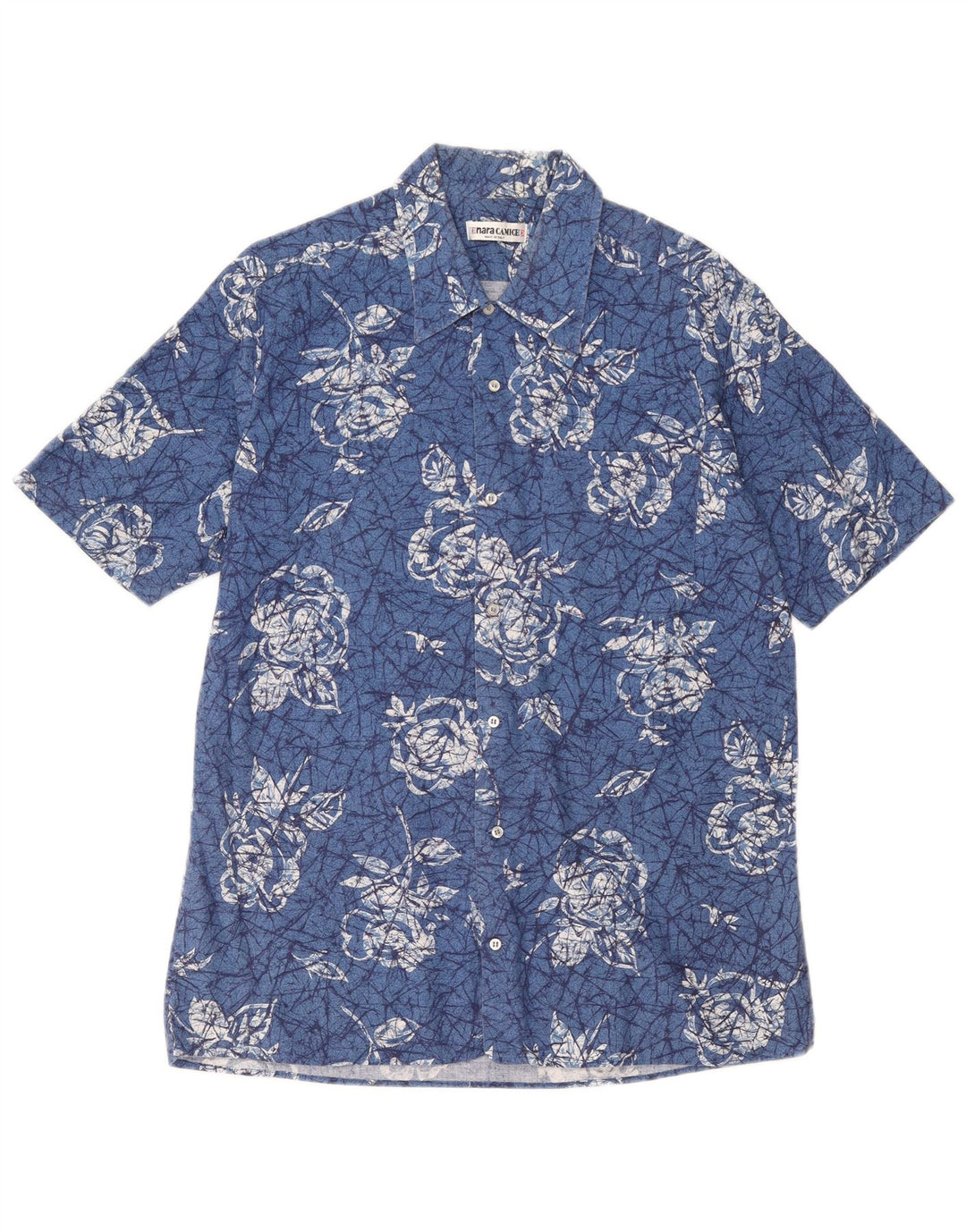 Naracamicee Kortærmet Herreskjorte Medium Blue Floral Bomuld