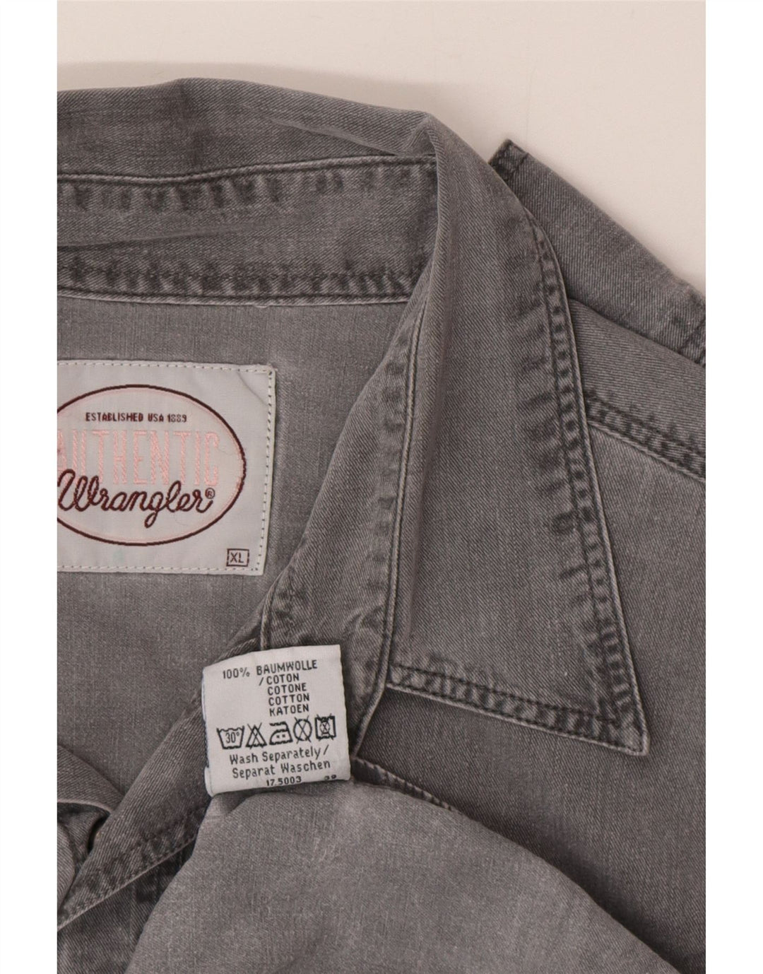 Wrangler Denimskjorte til mænd XL Grå bomuld
