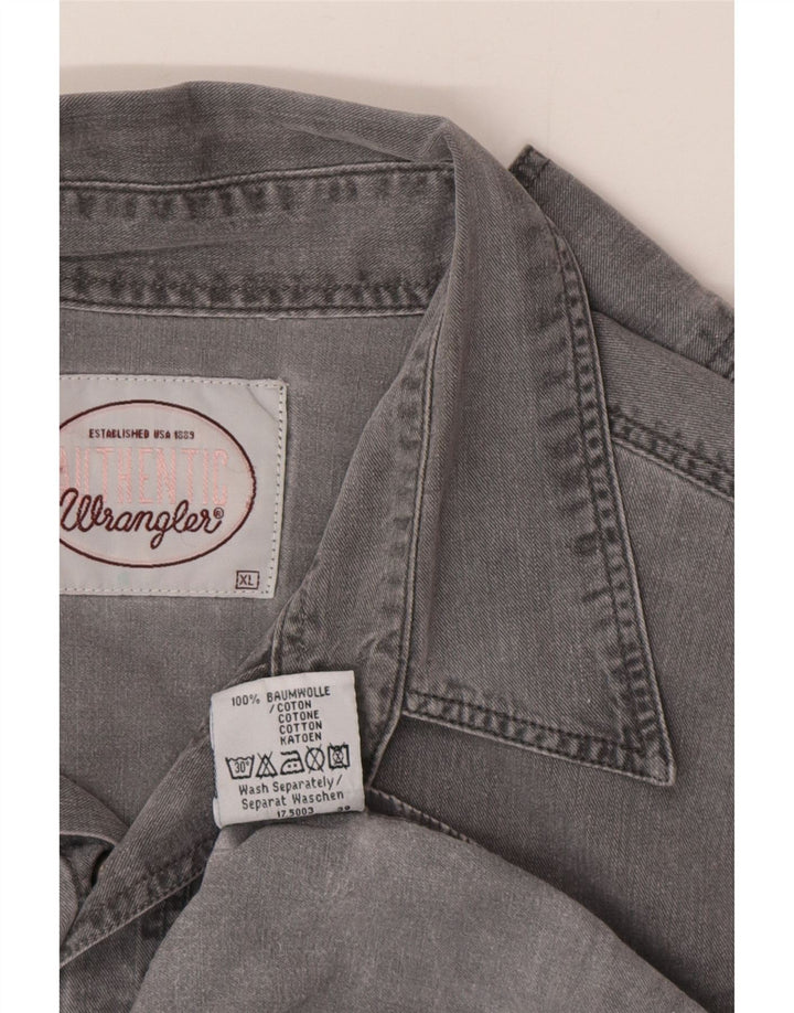 Wrangler Denimskjorte til mænd XL Grå bomuld