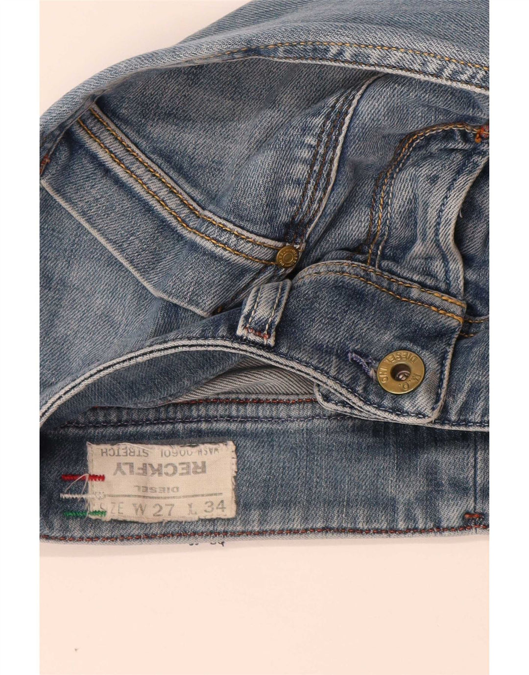 Diesel Dame Reckfly Straight Jeans W27 L32 Blå Bomuld