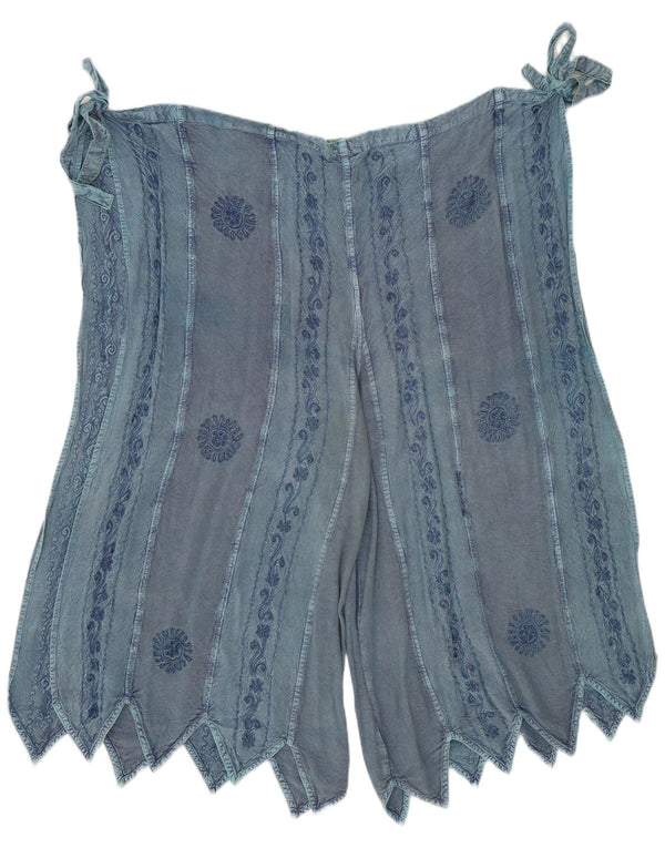 Rapp Dame Wrap Capri Bukser UK 22 3XL W60 L23 Blue Floral Viscose