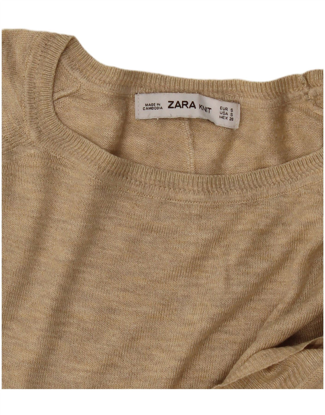 Zara Dame Oversized Boat Neck Jumper Sweater UK 10 Small Beige