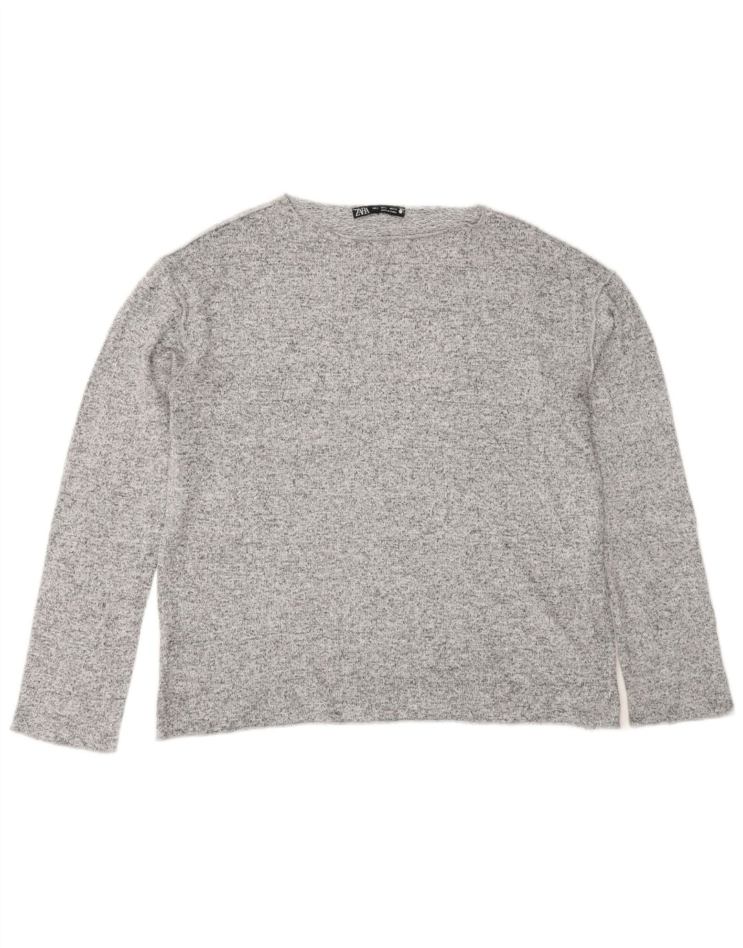 Zara Dame Top Langærmet UK 10 Small Grå Flecked Viscose
