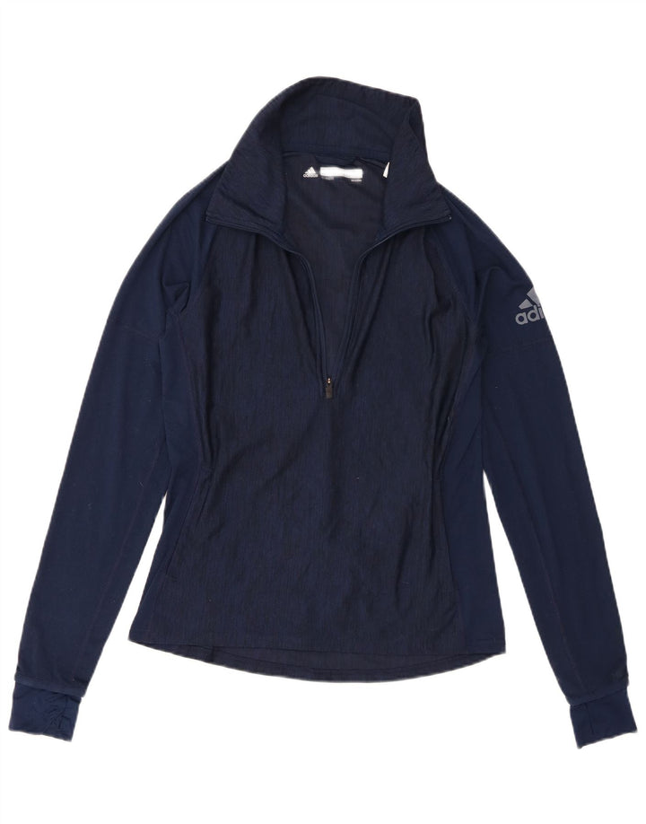 Adidas Dame Grafisk Pullover Træningsdragt Top UK 8/10 Small Navy Blue