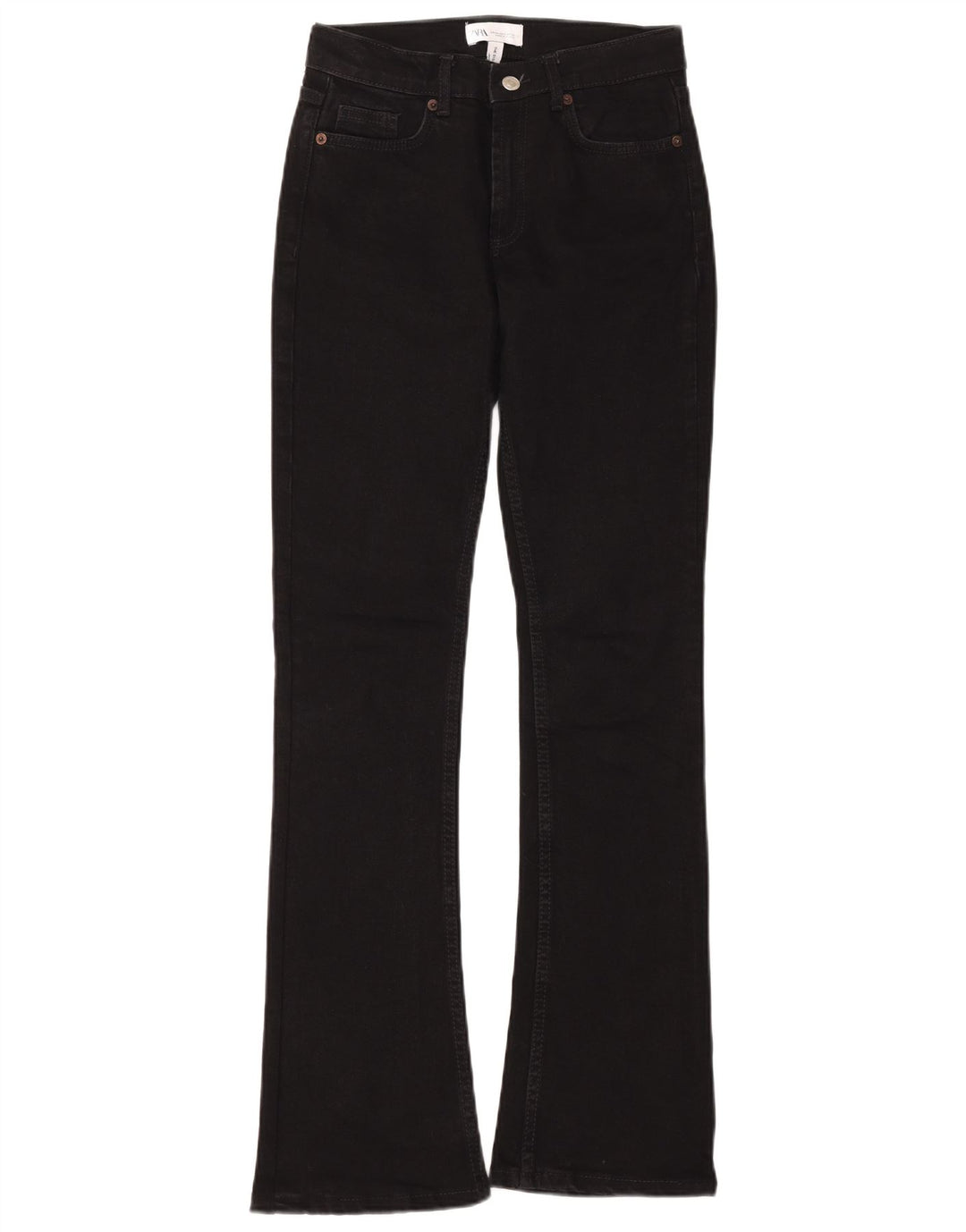 Zara Dame Flared Jeans EU 34 2XS W24 L32 Sort Bomuld