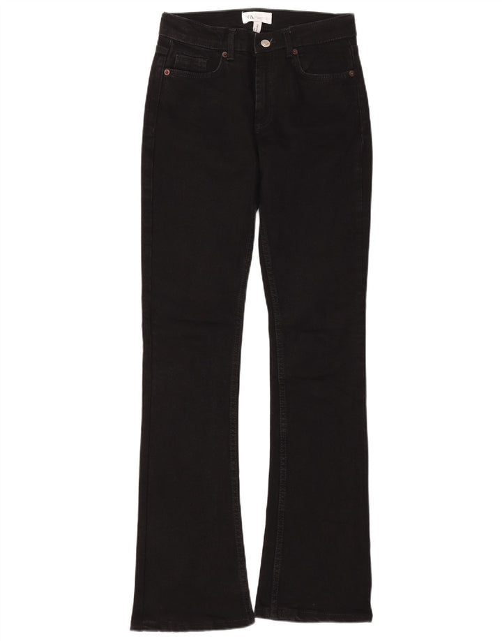 Zara Dame Flared Jeans EU 34 2XS W24 L32 Sort Bomuld