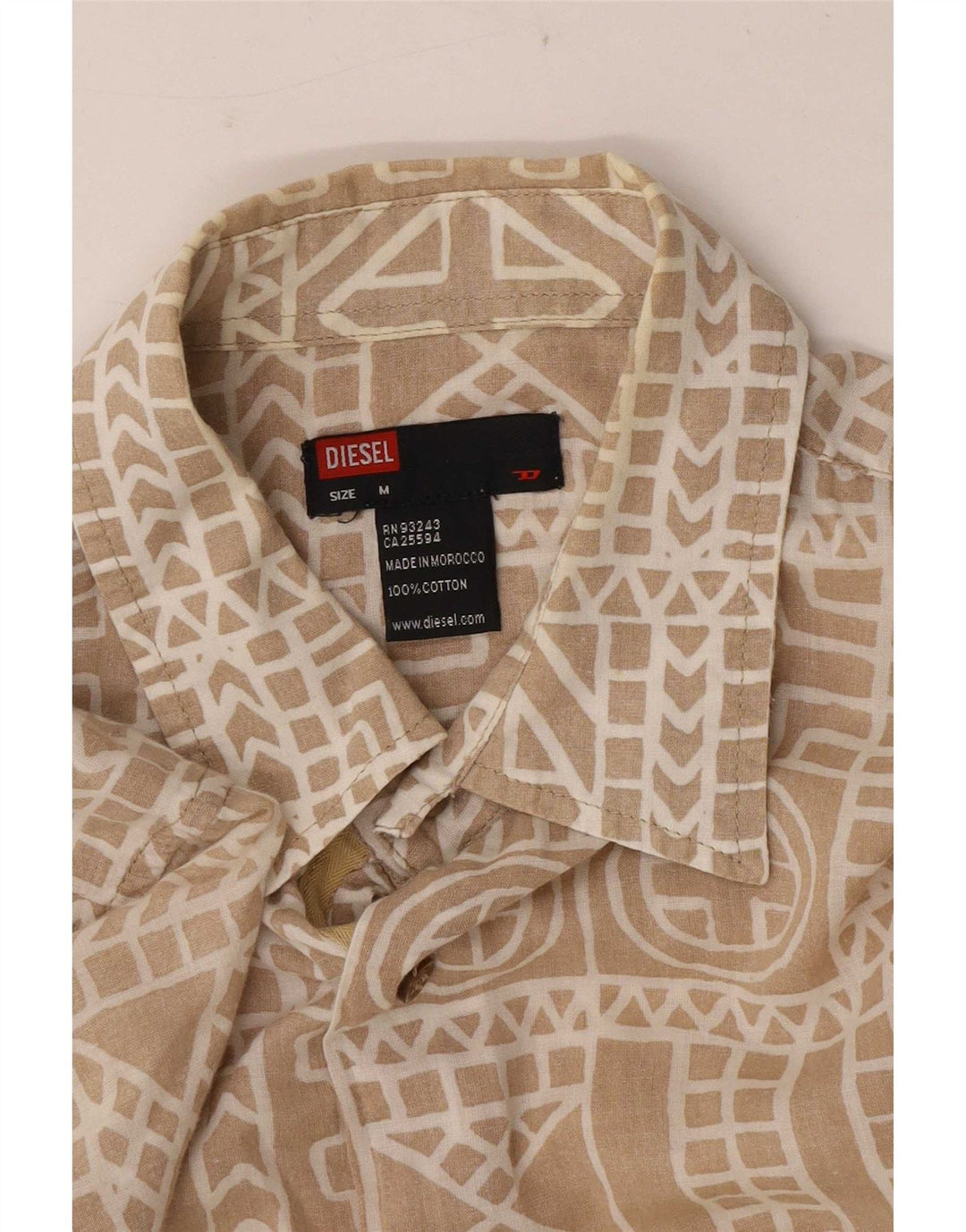 Diesel Kortærmet Herreskjorte Medium Beige Geometrisk Bomuld