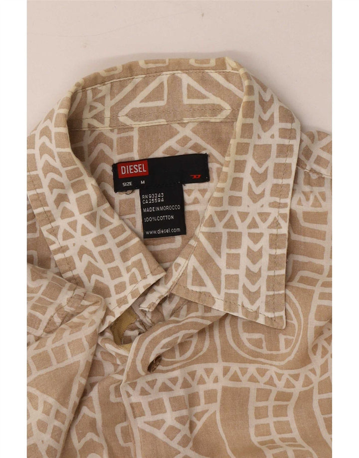 Diesel Kortærmet Herreskjorte Medium Beige Geometrisk Bomuld