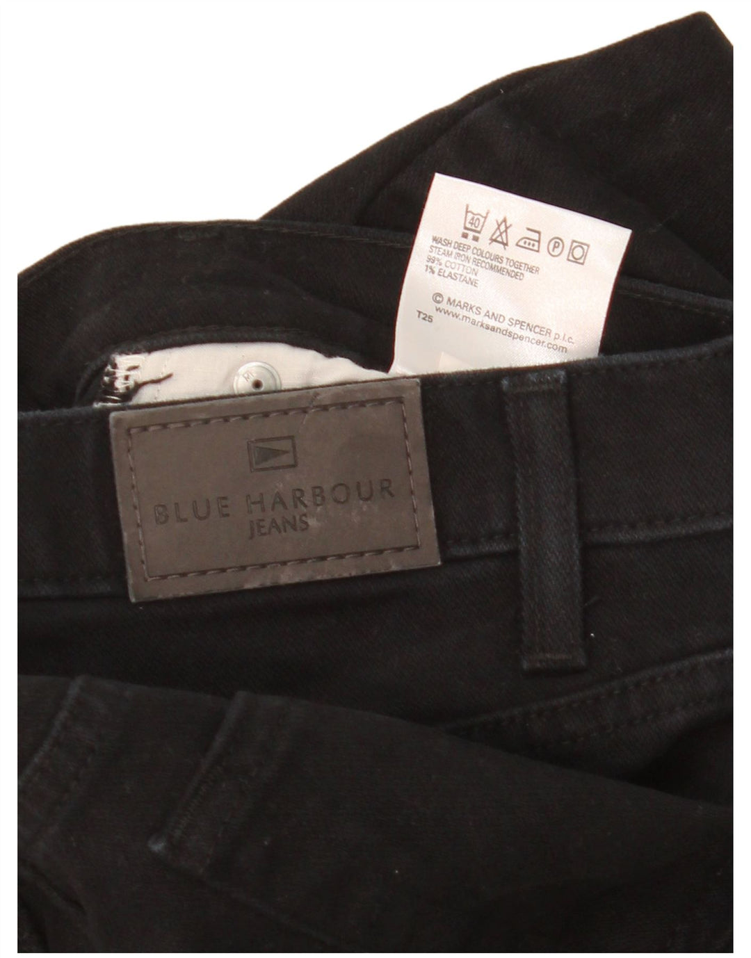 Marks & Spencer Herre Blue Harbor Straight Jeans W36 L29 Sort Bomuld