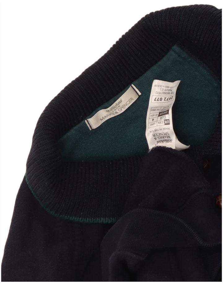 Marks & Spencer Herre Sweatshirt Jumper Large Navy Blue Argyle/Diamond