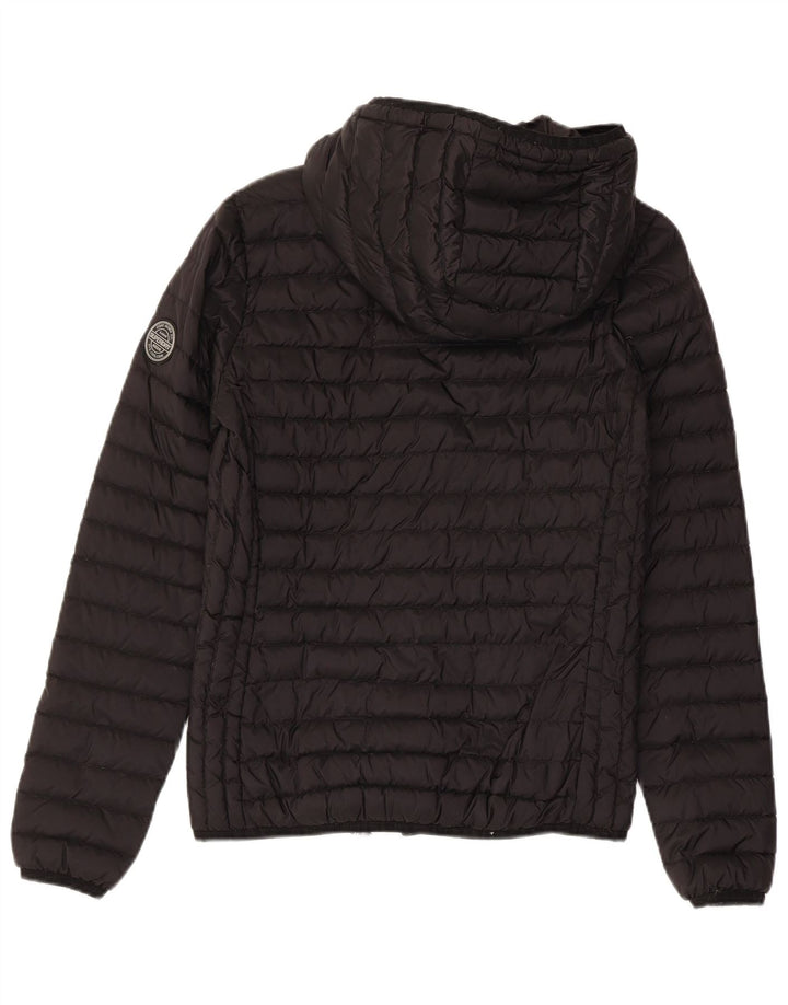 SUPERDRY Womens Hooded Padded Jacket UK 8 Small Black Nylon