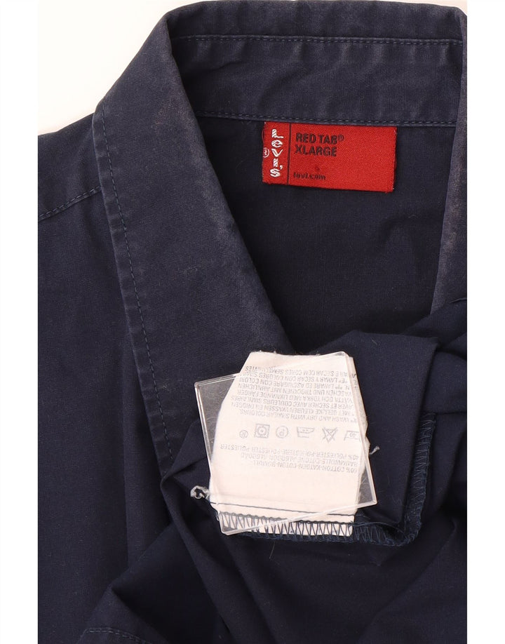 LEVI'S Mens Short Sleeve Shirt XL Navy Blue Cotton Vintage Levi's and Second-Hand Levi's from Messina Hembry 
