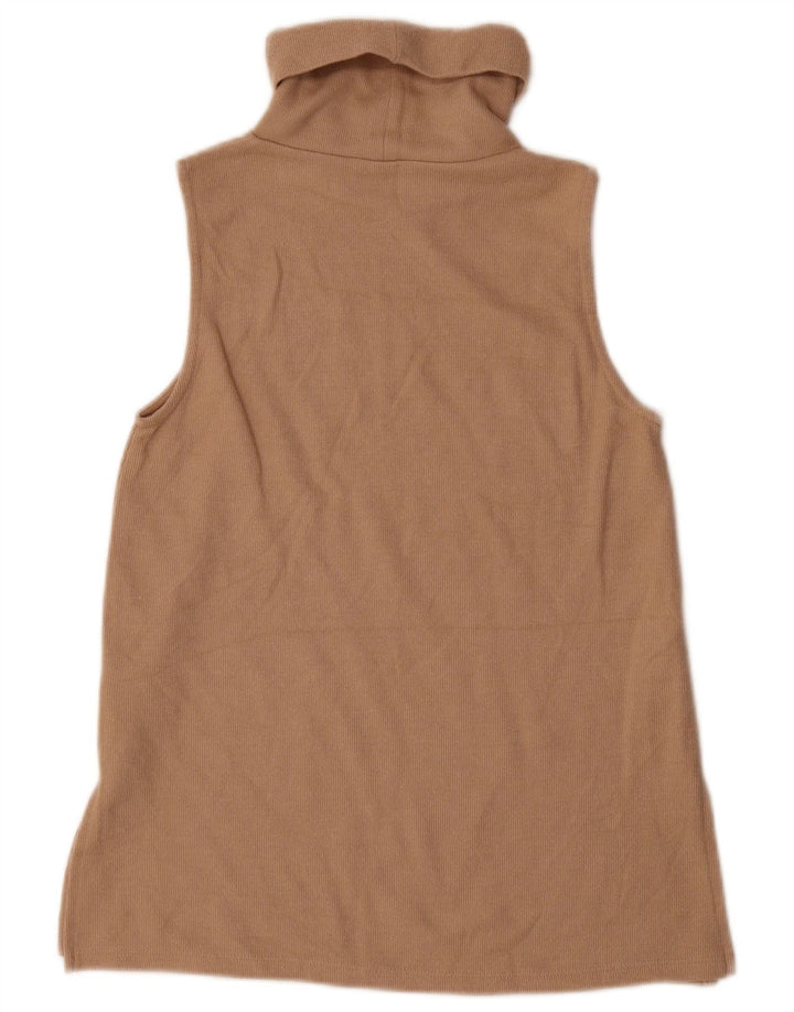 Marks & Spencer Dame Roll Neck Vest Top UK 10 Small Beige Polyester