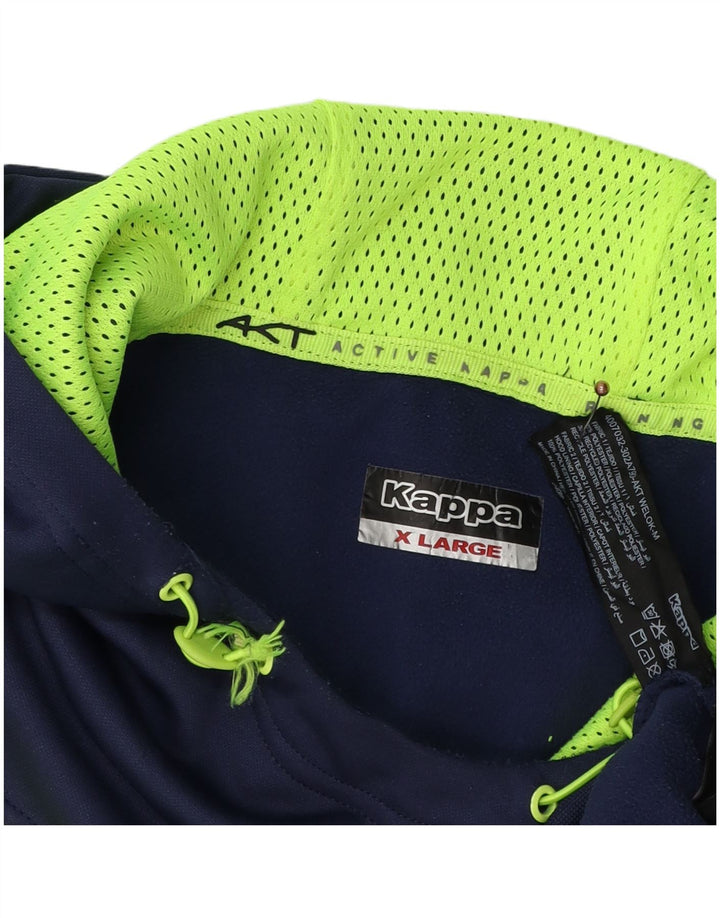 KAPPA Mens Graphic Hoodie Jumper XL Navy Blue Colourblock Polyester