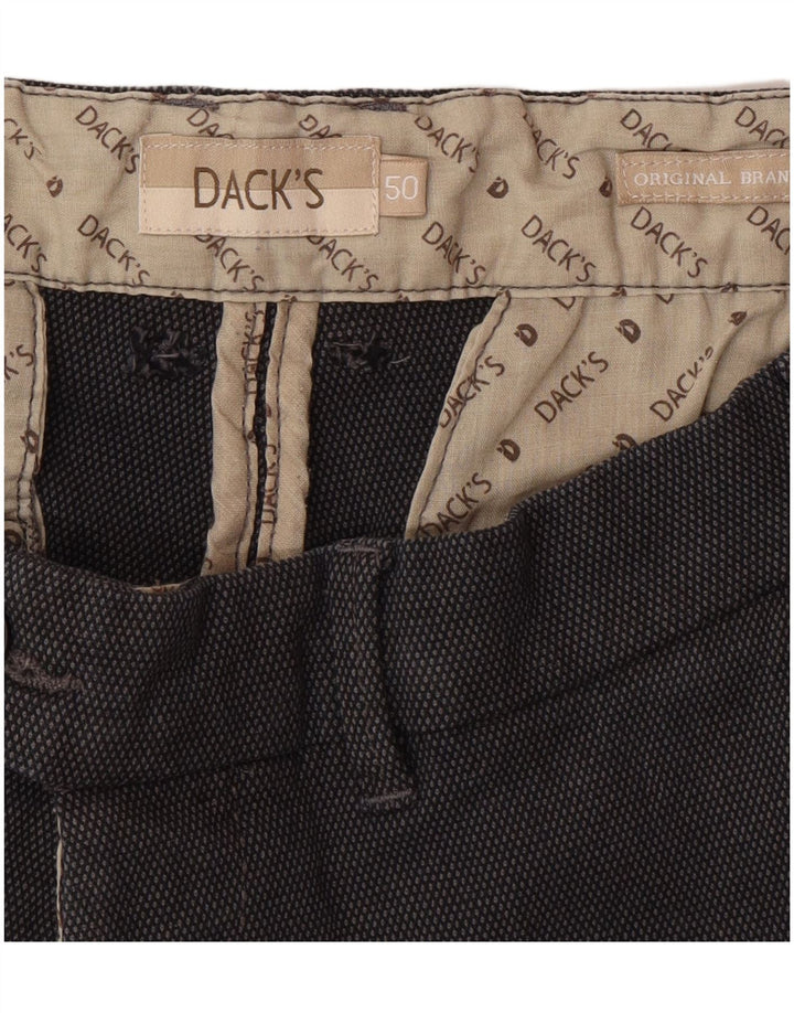 DACK'S Mens Slim Chino Trousers IT 50 Large W32 L33 Grey Spotted Cotton