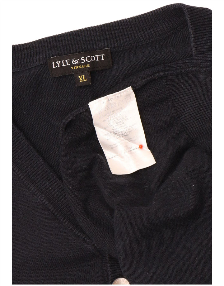 Lyle & Scott Herre V-hals sweater XL marineblå bomuld