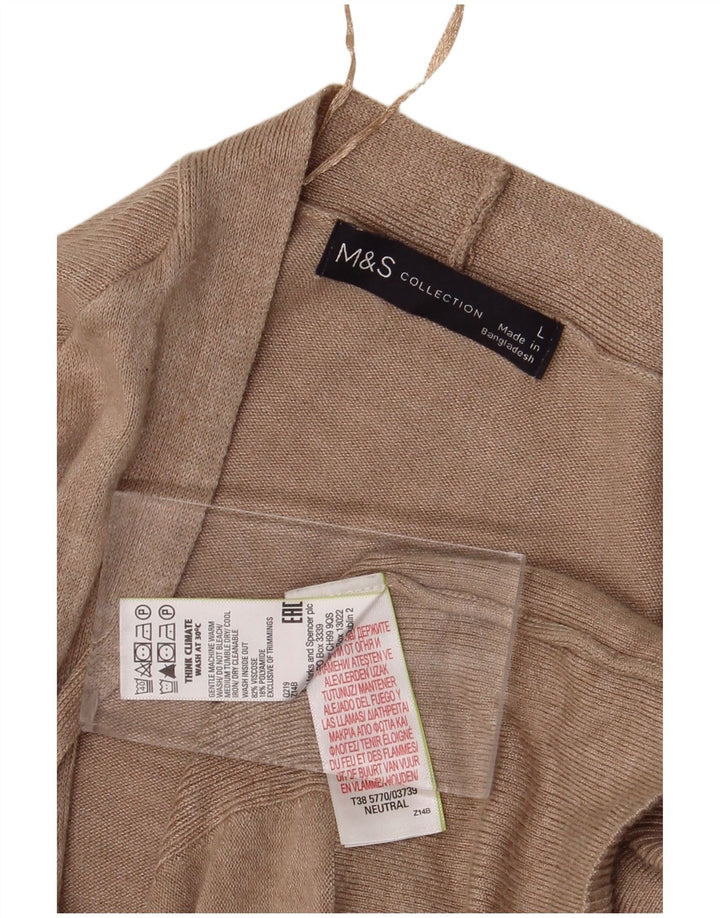 Marks & Spencer Dame Longline Åben Cardigan Sweater UK 16 Large Beige