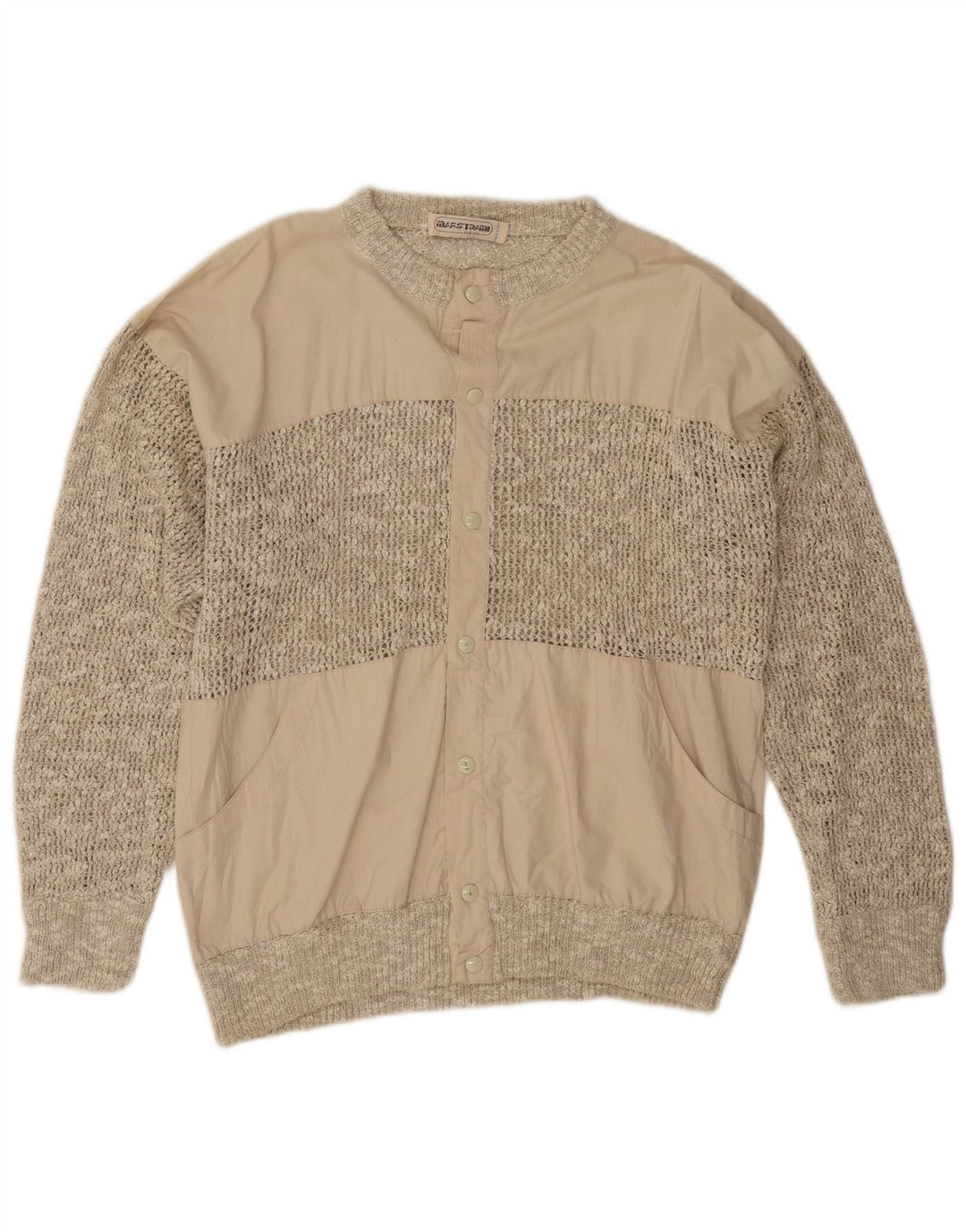 Vintage herre cardigan sweater medium beige bomuld