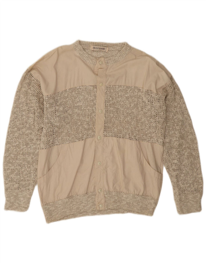 Vintage herre cardigan sweater medium beige bomuld