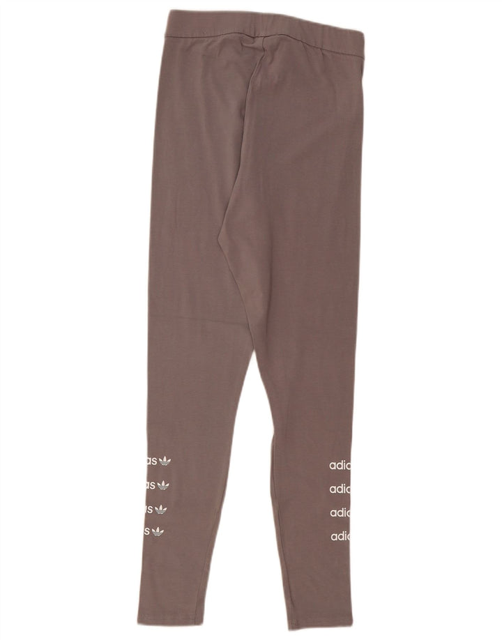 ADIDAS Grafiske Leggings til kvinder UK 12 Mellemgrå bomuld