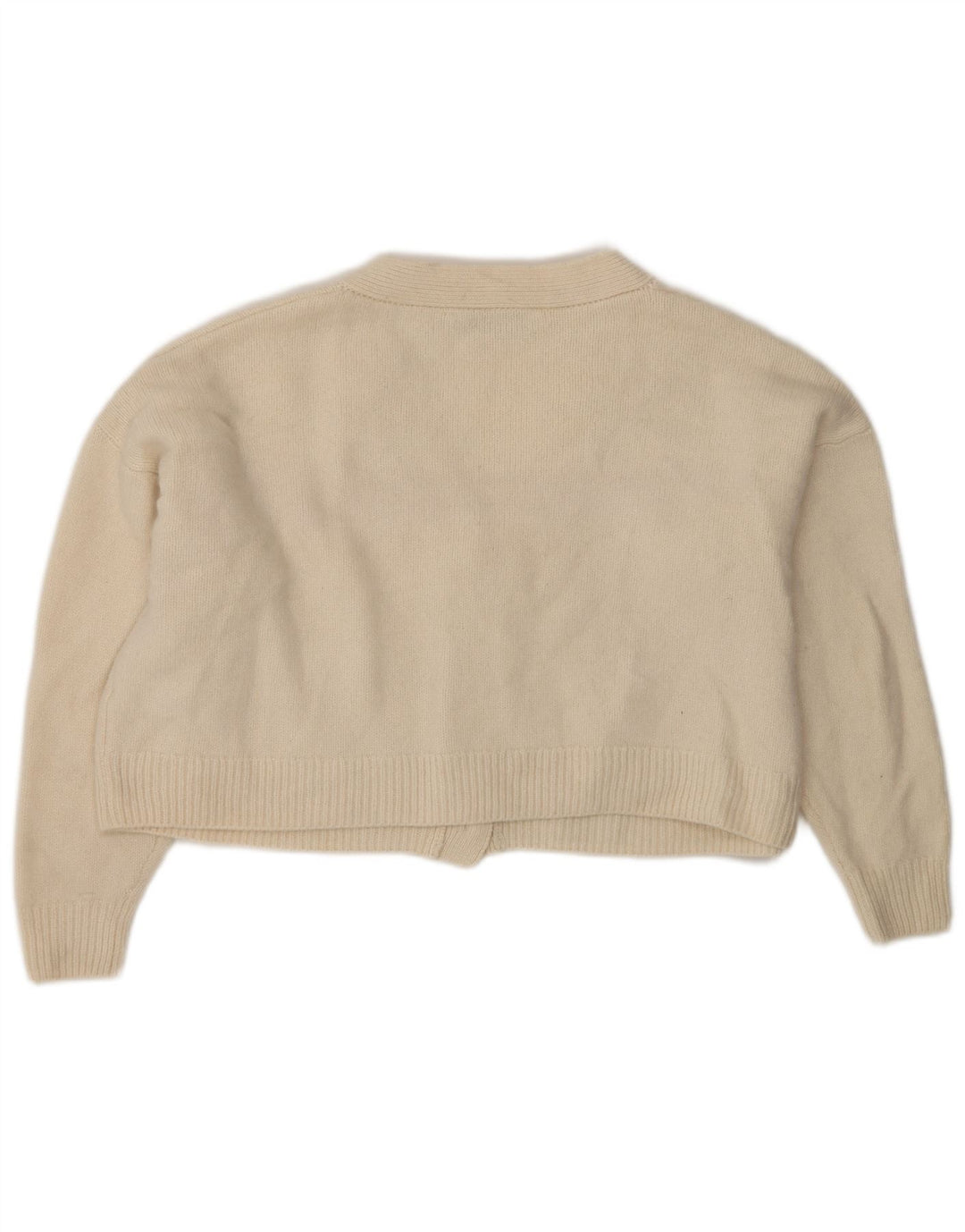 Zara Womens Crop Oversized cardigan sweater UK 10 Small Beige Uld