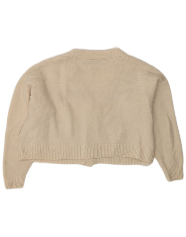 Zara Womens Crop Oversized cardigan sweater UK 10 Small Beige Uld